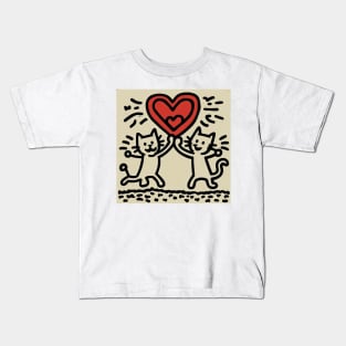 Funny Keith Haring, cats lover Kids T-Shirt